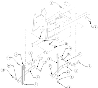 Implement Lift Hanger Diagram and Parts List for LT2180 13A254G710-13A254G712 Cub Cadet Lawn Tractor